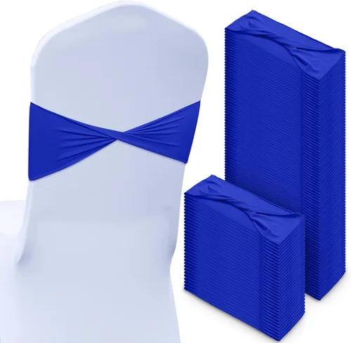 Miniatura 15 de CHENGU 100 piezas Cintas elásticas de elastano para sillas, lazos simples, bandas para sillas de boda real sin hebilla, decoraciones de cumpleaños