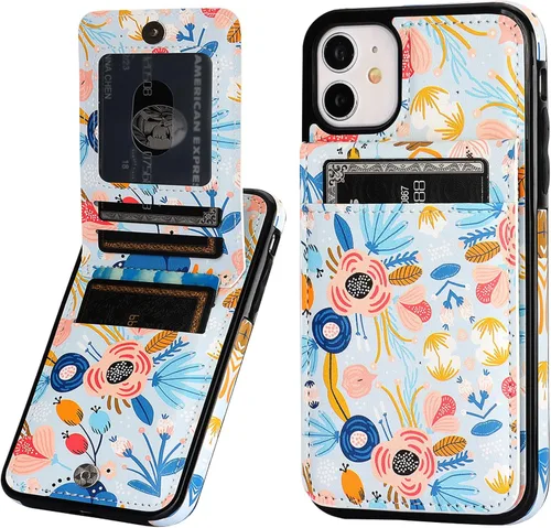 Miniatura 8 de Vaburs Funda para iPhone 11 Pro Max con tarjetero y cartera, diseño de mandala en relieve, piel sintética, 5 ranuras para tarjetas, soporte a prueba