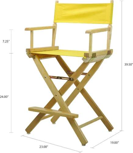 Miniatura 2 de Casual Home - Silla de director de 24 pulgadas, marco natural con lienzo amarillo, altura de mostrador