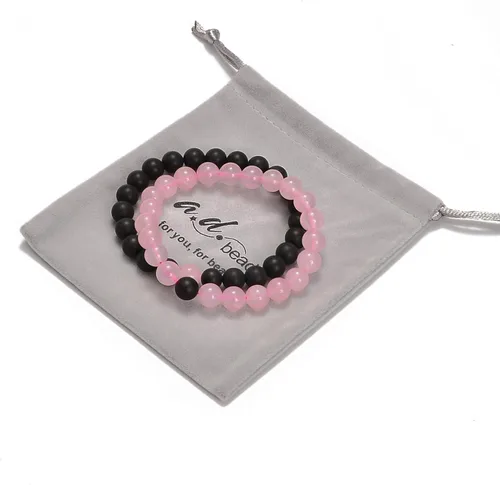 Miniatura 4 de AD Beads 2 pulseras elásticas de cuentas de distancia para él y para ella, pulsera de yoga de piedra natural