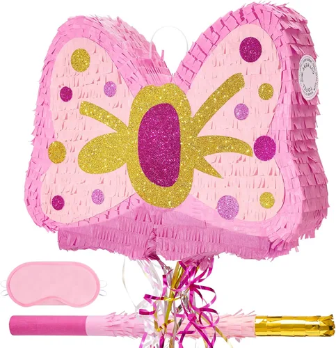 Miniatura 70 de WERNNSAI - Piñata de sirena plegable, piñata de cumpleaños con flecos que incluye cuerda para jalar, venda y bate. Decoraciones