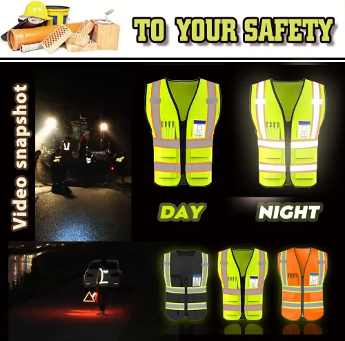 Miniatura 2 de Chaleco de seguridad de alta visibilidad reflectante personalizado con logotipo, ropa de trabajo de seguridad con tiras reflectantes y bolsillos a