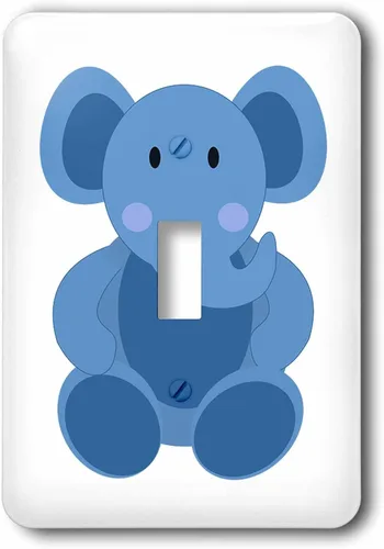Miniatura 2 de 3dRose lsp_204243_1 Impresión de dibujos animados de elefante azul bebé, interruptor de palanca individual, multicolor