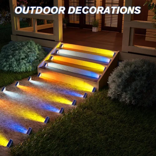 Miniatura 2 de VOLISUN Paquete de 8 luces solares para escaleras, 7 colores fijos, luces solares para escalones al aire libre, impermeables, IP67, luz LED