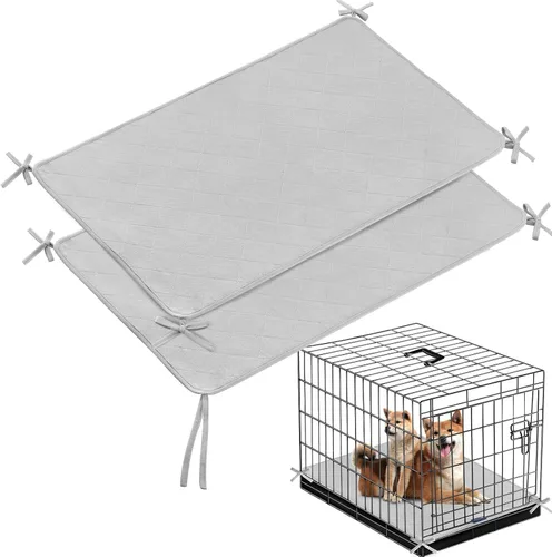 Miniatura 7 de Tapete impermeable para jaula de perro con cuerda, paquete de 2 (42 x 28 pulgadas), almohadillas lavables para orina para perros, almohadillas