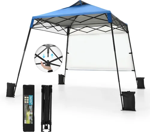 PHI VILLA 8x8 Pop Up Canopy Tent Outdoor Sun Shade Party Canopies | Easy Up Shelter with One Person Set Up Center Lock,Outdoor Portable Instant