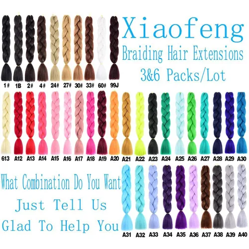 Miniatura 5 de Xiaofeng Extensiones de cabello trenzado coloridas Ombre de 61 cm, 3 unidades, trenzas Jumbo de alta temperatura para trenzas en zigzag y trenzas