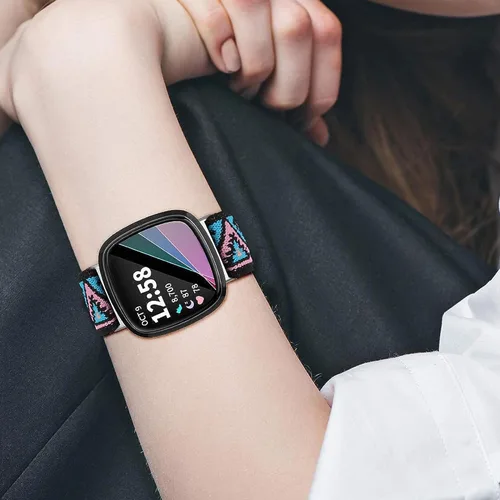 Miniatura 6 de Compatible con correas de reloj inteligente AITAFY, correa de repuesto ajustable de nailon elástico Sahouden compatible con AITAFY ID207/FVYAO azul