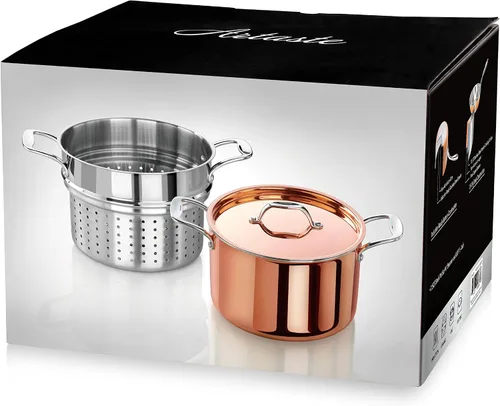 Miniatura 4 de Artaste Rain Juego de Utensilios de Cocina Recubiertos de Cobre (Olla de Stock de 7.5 QT + Vaporera)