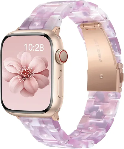 Miniatura 21 de Wongeto - Correa de resina compatible con Apple Watch Band (38mm 40mm) 1.496 pulgadas, 1.575 pulgadas, serie 5/4/3/2/1 para mujer y hombre con Rosa