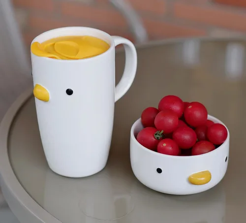 Miniatura 5 de PURROOM Tazón Divertido de Pato Lindo, Tazones de Sopa de Cerámica de Seguridad con Esmalte Hecho a Mano de 17oz, Tazón de Arroz de 4.6''. (500ML)
