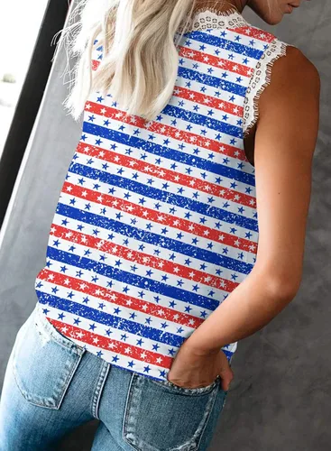Miniatura 165 de VIISHOW - Camiseta sin mangas, sexy, con cuello en V y bordes de encaje para mujer, camisola de vestir, camisas de gasa, sin mangas, casuales