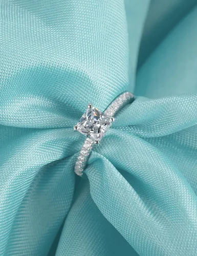 Miniatura 2 de JALOKIVI 1.4CT 925 Sterling Silver Engagement Rings for Women Princess Cut Halo Cubic Zirconia Promise Rings for Her Size 4-12