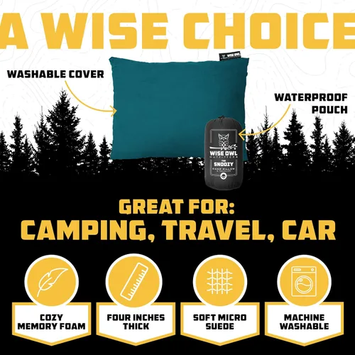 Miniatura 2 de Wise Owl Outfitters - Almohada de camping - Almohada de espuma viscoelástica para viajes en avión, senderismo, mochilero y uso al aire libre - Verde