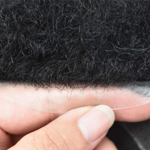 Miniatura 3 de Tupé rizado afro para hombres negros Full Poly African American Curl sistemas de cabello humano inyectado PU Coily Male Hairpieces Poly Hair