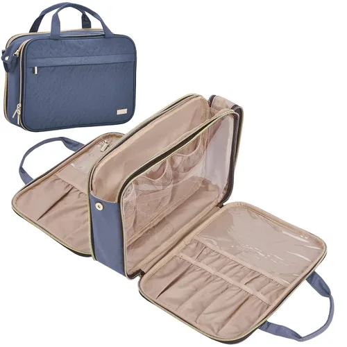 Miniatura 7 de NISHEL - Neceser de viaje, organizador de maquillaje portátil, bolsa de cosméticos plegable, estuche de viaje para artículos de tocador