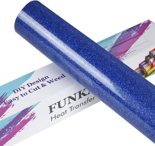Miniatura 8 de FUNKAKA Rollos de vinilo de transferencia de calor HTV negro con purpurina, vinilo de poliuretano para planchar de 12 pulgadas x 25 pies