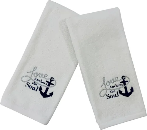 Miniatura 9 de Serafina Home Toallas de mano náuticas para huéspedes: Coastal Love Anchors The Soul, 2 piezas suaves y absorbentes