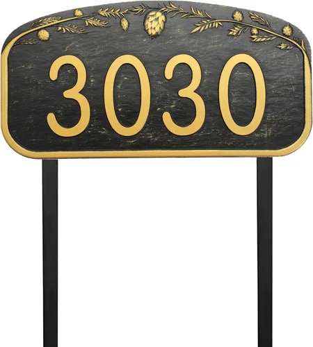 Miniatura 10 de Letrero de dirección montado en el césped, letrero de número de casa personalizado con 2 estacas de metal sólido, números de dirección para estilo 2