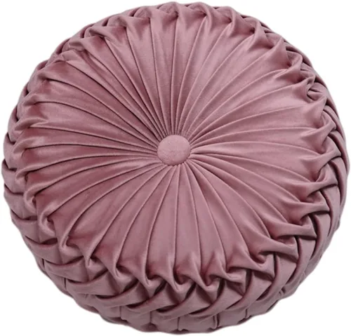 Miniatura 15 de Baiyuruodie Cojín redondo de terciopelo para sofá, cama y dormitorio, cojín decorativo (38cm, naranja)
