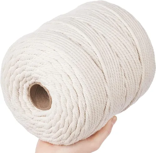 Miniatura 68 de Cordón de algodón para macramé, hilo torcido de 4 capas, cuerda de algodón natural, suministros perfectos de macramé, para hacer soportes colgantes
