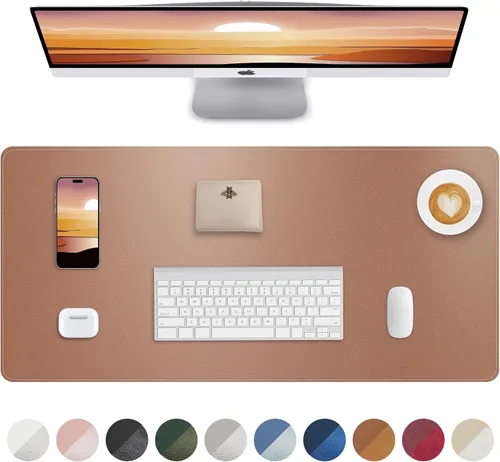 Miniatura 9 de Tapete protector para escritorio y mouse, antideslizante, de piel sintética, tapete impermeable de escritura para laptop, para oficina y hogar