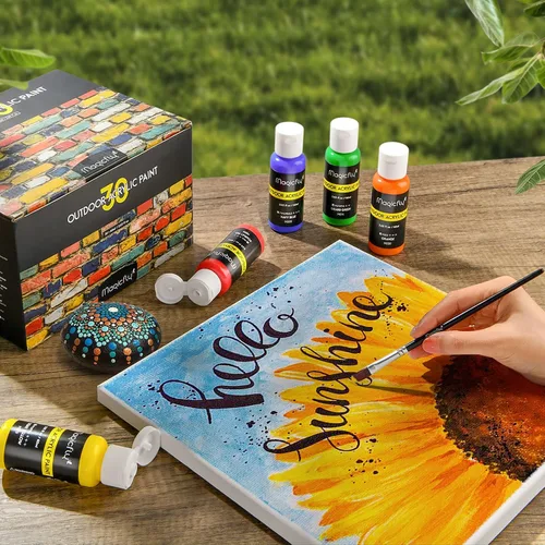 Miniatura 7 de Magicfly Pintura acrílica para exteriores, juego de 30 colores/tubos (2.3 fl oz, 2 onzas) con caja de almacenamiento, pigmentos ricos, pinturas