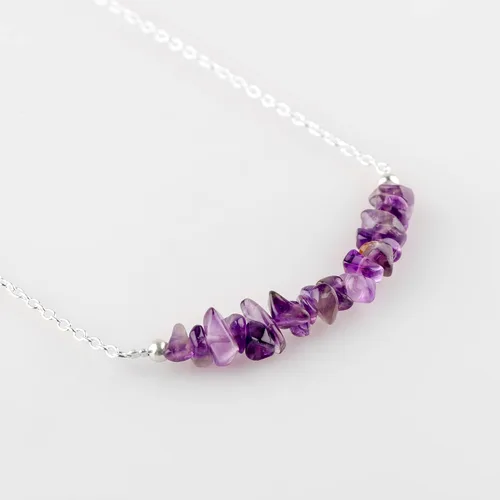 Miniatura 4 de Gempires Purple Amethyst Crystal Necklace February Birthstone Gifts Hypoallergenic 18 Inch Silver Plated Jewelry For Women