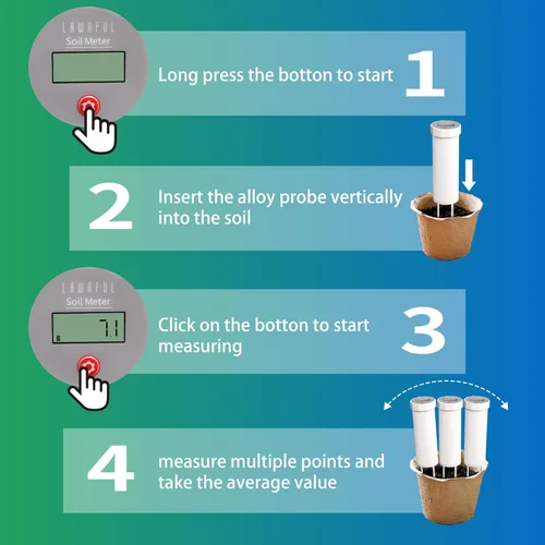 Miniatura 7 de Digital Soil pH Meter, Industrial Grade Soil pH Tester with Calibration-Free LCD Display, High Accuracy Soil pH Pen, Soil pH Monitor for Garden