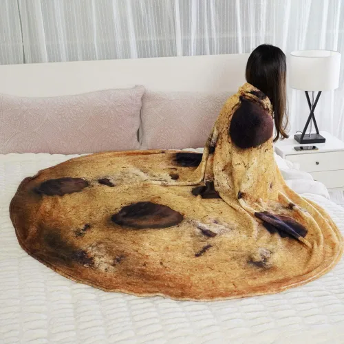 Miniatura 4 de BATTILO HOME - Manta redonda de franela suave y cómoda de 59 pulgadas con diseño de galleta de chispas de chocolate para adultos y niños, mantas