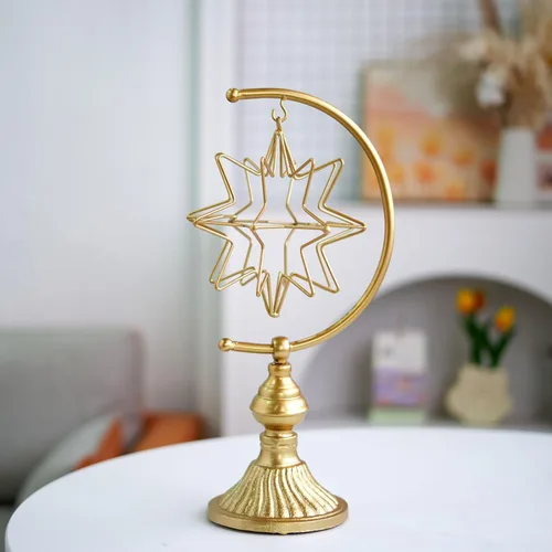 Miniatura 4 de HLQMFHT Escultura abstracta geométrica de metal de 5.6 pulgadas de ancho x 16.3 pulgadas de alto sobre base de hierro fundido, escultura geométrica