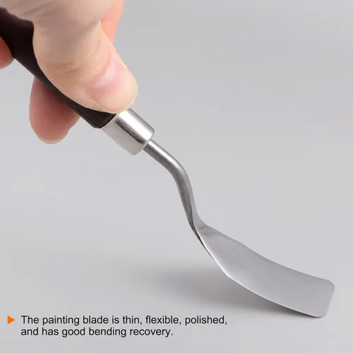 Miniatura 5 de HARFINGTON 2pcs Paleta Cuchillos 0.709 in Ancho Acero Inoxidable Espátula Plana Pintura Cuchillo de Paleta con Mango de Madera para Óleo Acrílico