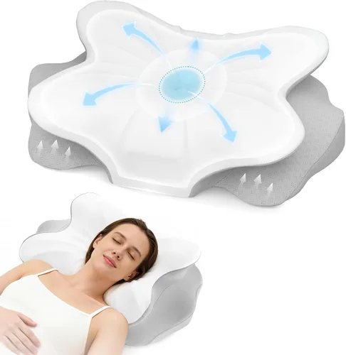 Miniatura 9 de Almohada cervical de espuma viscoelástica para aliviar el dolor de cuello, almohada ergonómica de contorno para dormir de lado, espalda y estómago