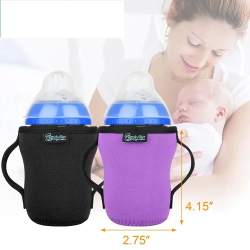 Miniatura 2 de Beautyflier Glass Baby Bottle Sleeve Covers for 9oz Nature Baby Bottles with Dual Handle, 3.8mm Thicken Heat and Cold Retention Baby Bottle Sleeve
