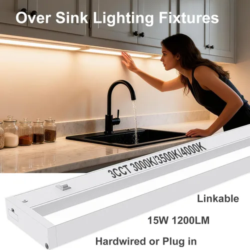 Miniatura 2 de Iluminación para debajo del gabinete de 24 pulgadas, luces LED enchufables y cableadas para debajo del gabinete con 3 temperaturas de color 3000