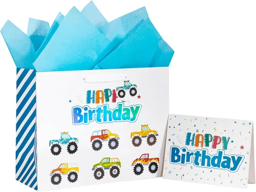 Miniatura 9 de Loveinside Bolsa de regalo de cumpleaños negra con papel de seda para cumpleaños, baby shower, fiesta y más, 13 x 5 x 10 pulgadas, 1 unidad