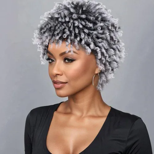 Miniatura 12 de Pelucas de rastas cortas de 6 pulgadas para mujeres y hombres negros con clips, pelucas trenzadas sintéticas con rizos postizos, rizos Afro, rizos