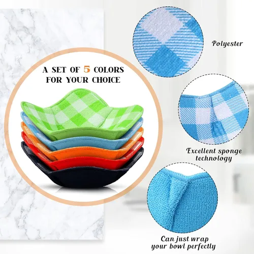 Miniatura 2 de Geiserailie 5 soportes para cuencos calientes aptos para microondas, multiusos, a prueba de calor, para evitar el calor de la mano y mantener