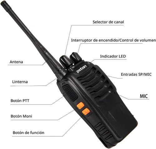 Miniatura 5 de pxton Walkie Talkies para adultos, radios bidireccionales de largo alcance con auriculares, radio de mano de 16 canales de 2 vías recargable