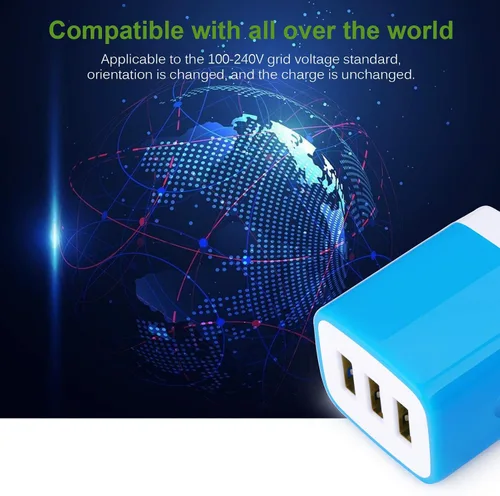 Miniatura 4 de Enchufe de carga, bloque de carga Sicodo - Paquete de 5 cubos USB de 3.1 amperios de 3 puertos para iPhone 17/16/15/14/13/12/SE/11Pro Max, Plus