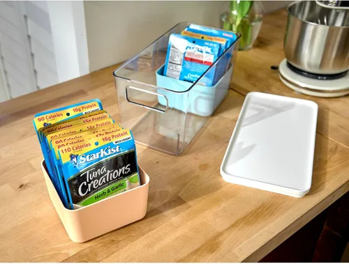 Miniatura 3 de Rosanna Pansino x iDesign - Contenedores de almacenamiento de plástico reciclado para cocina, incluye 1 contenedor grande con tapa y 2 cubos