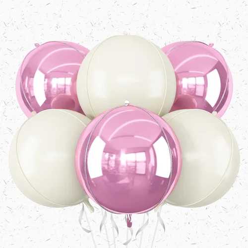 Miniatura 8 de 6 globos redondos negros de aluminio, globos redondos gigantes 4D, globo negro metálico de 22 pulgadas para Año Nuevo, cumpleaños, boda, graduación