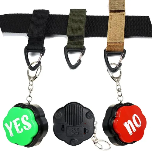 Miniatura 5 de Yes No Sound Buzzers, botones portátiles de llavero con sonido, juego de 2 zumbadores de respuesta, zumbadores para espectáculos de juegos Sí No