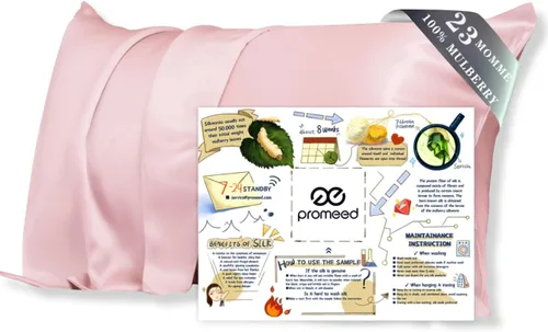Miniatura 18 de PROMEED Funda de almohada de seda negra de grado 6A+ con cremallera, 23 fundas de almohada de seda de morera natural Momme para cabello y piel, Negro