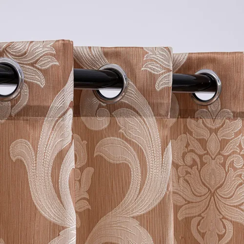 Miniatura 4 de NAPEARL Cortinas de damasco para sala de estar, cortinas de jacquard gótico con patrones florales, cortinas beige para dormitorio de 63 pulgadas