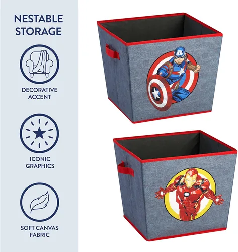 Miniatura 5 de Marvel The Avengers - Juego de soluciones de almacenamiento de 4 piezas con cesta desplegable, baúl de almacenamiento plegable y 2 contenedores