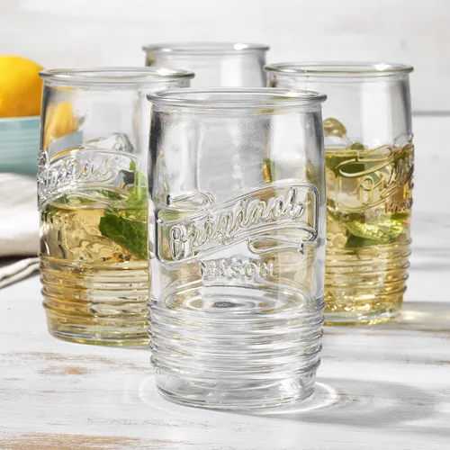 Miniatura 11 de Glaver's Juego de 4 vasos originales Mason Collins de colores surtidos para jugo, batidos, cócteles, tazas de vidrio finas para bebidas