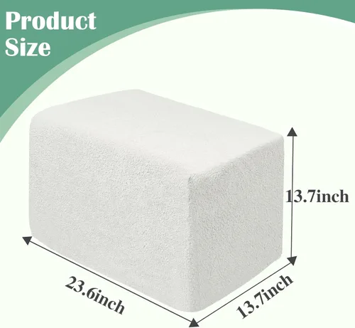 Miniatura 2 de Puf otomano rectangular, puf de relleno con relleno de trozos de espuma, suave forro polar coral peludo, otomana multiusos para sala de estar, blanco