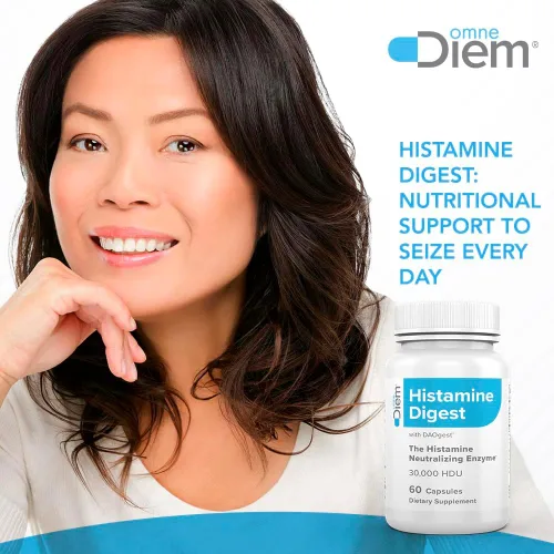 Miniatura 7 de Omne Diem DAO 30,000 HDU - 60 cápsulas - Enzima neutralizante de histamina - Alivia la intolerancia a la histamina con diamina oxidasa - El