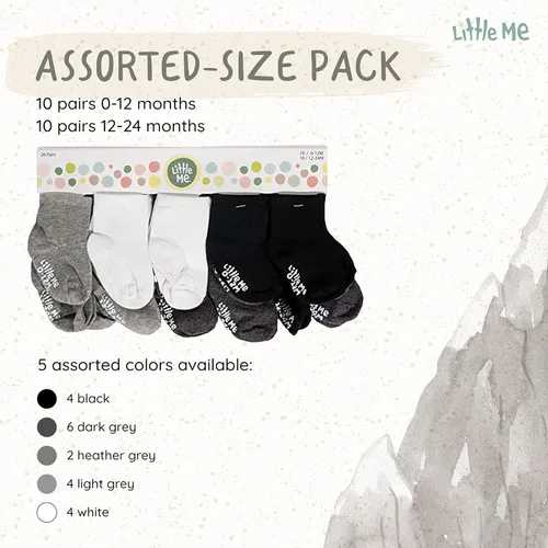 Miniatura 3 de Little Me 20-Pack Newborn Baby Infant & Toddler Unisex Socks, For Baby Girl or Boy, 0-12 & 12-24 Months, Assorted Size Pack